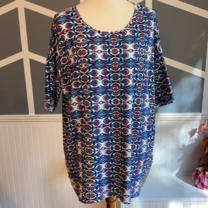 LuLaRoe Irma Tunic w/blue, red, white & black
